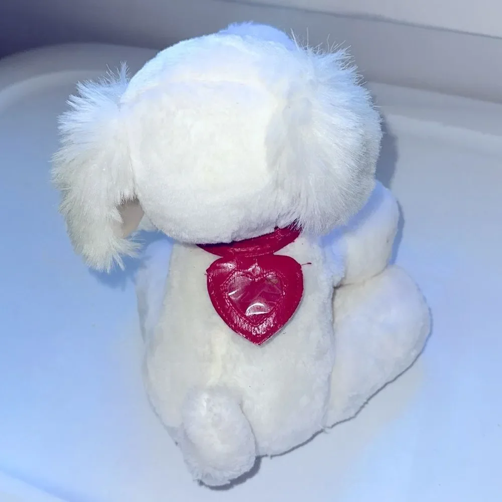 Vintage 2002 New Adventures Valentine’s Day stuffed white puppy‎ dog